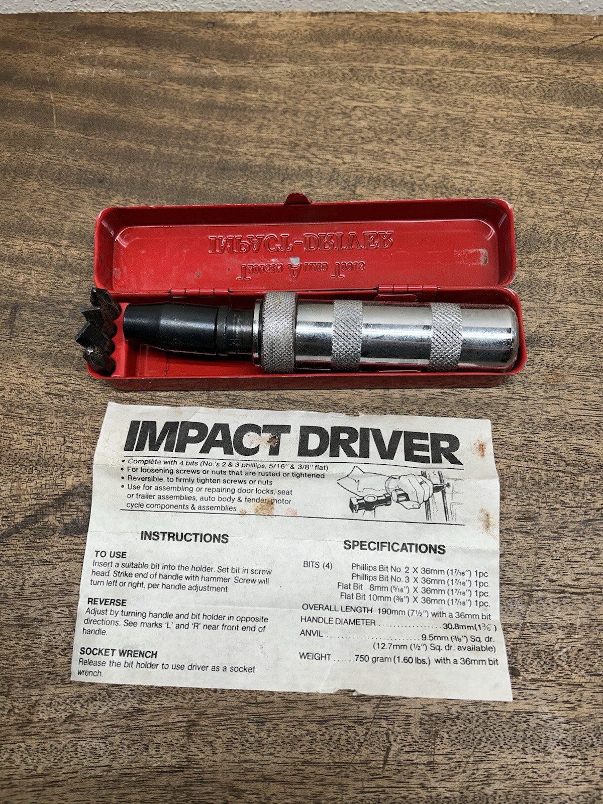 Thorsen Allied Tools Impact Driver ~NOS 3/8″ drive w/ original Direction sheet