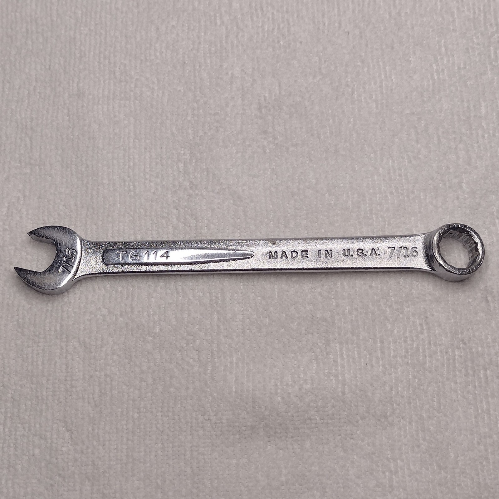 Vintage Master Mechanic T6114 SAE 7/16″ 12Pt Combination Wrench, Made in USA