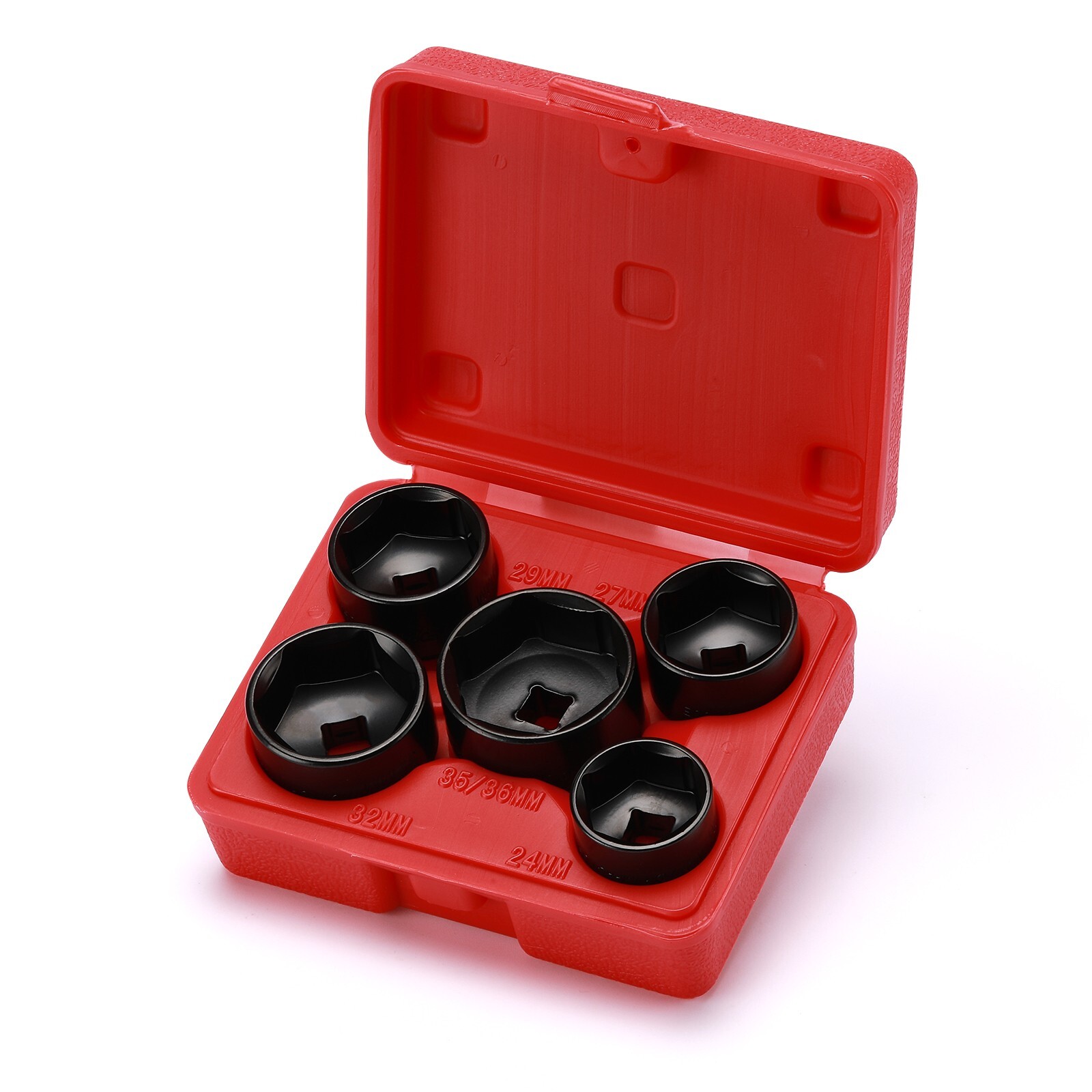 5 Piece 3/8″ Drive Low Profile Oil Filter Socket Set, Remover and Installer Tool