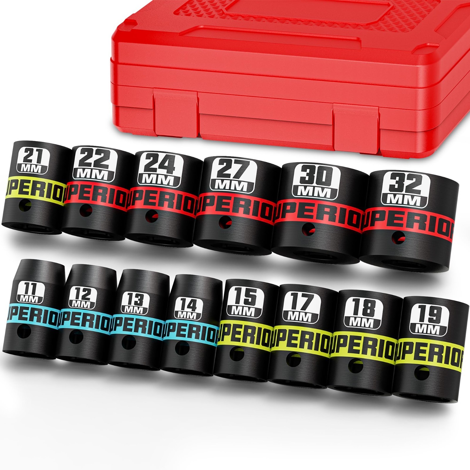 14-Piece 1/2″ Drive Metric Impact Socket Set, 11mm-32mm, 6 Point CR-V, Auto Repa