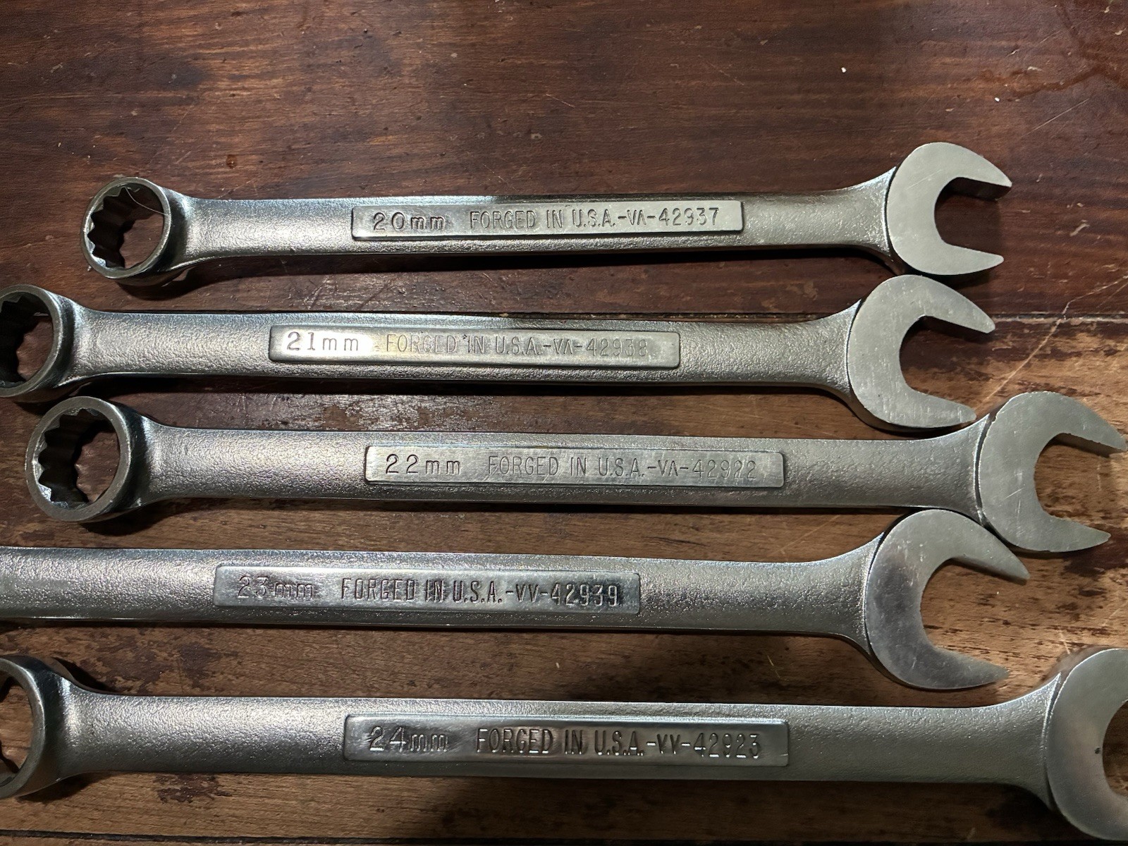 Craftsman Tools USA 5pc 20mm-24mm Large Metric Combination Wrench Set Used