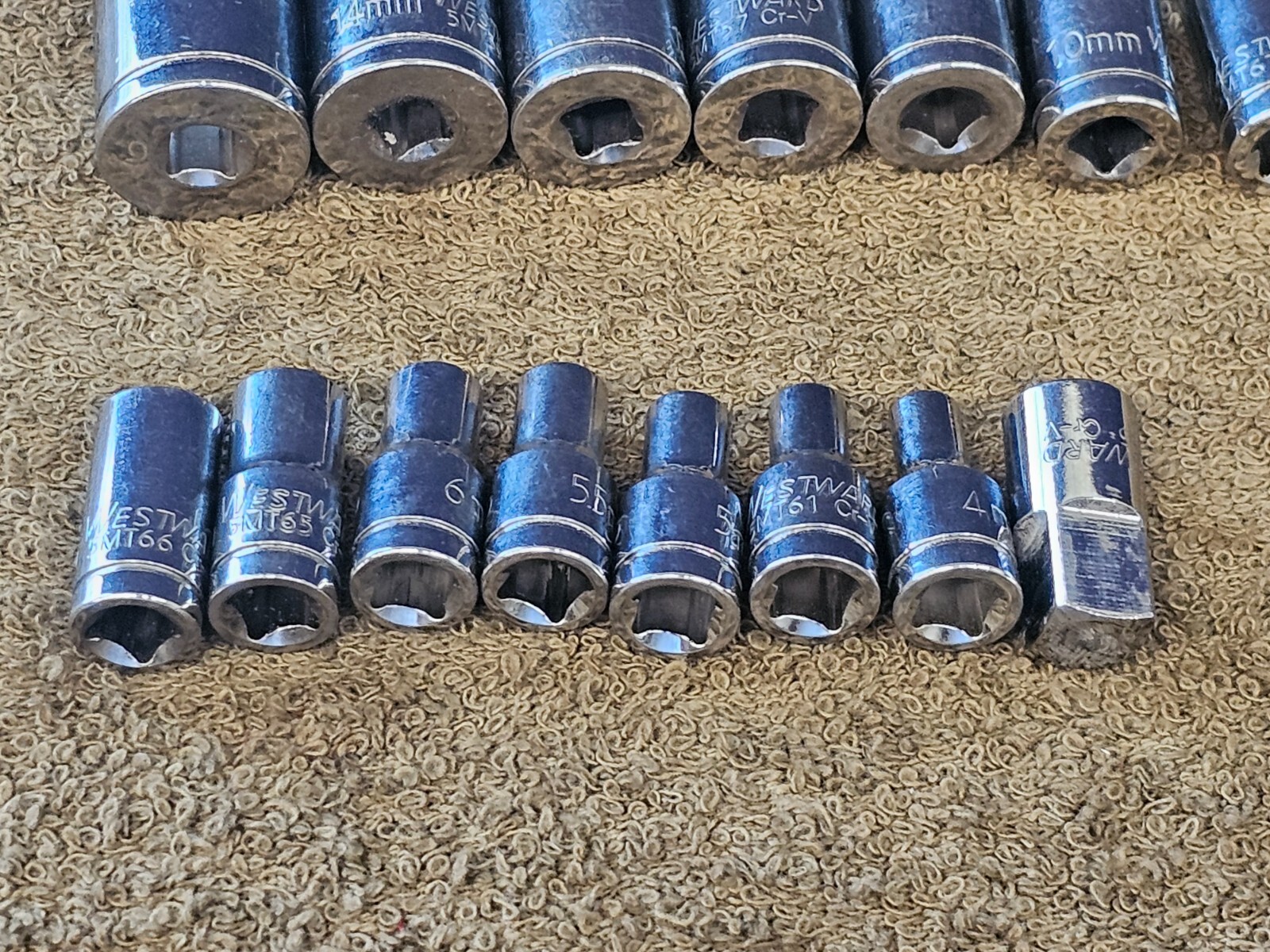 15 Westward Sockets 1/4 Drive 15 14 13 12 11 10 9 8 7 6 5.5 Adapter Metric Set