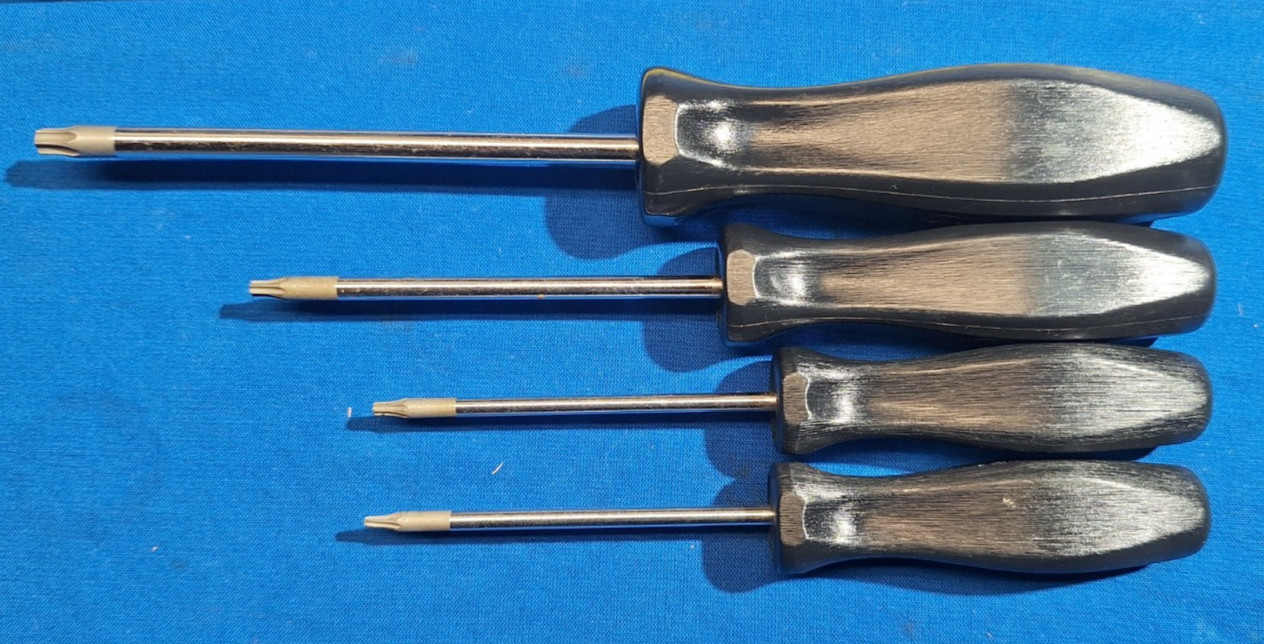 Snap-On 4 piece torx driver set hard black handles T30, T15, T10, T8 SDTX530