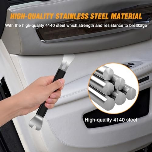 11PCS Trim Removal Tool Kit – Metal & Nylon Pry Tools for Car Panels, Dashboard,