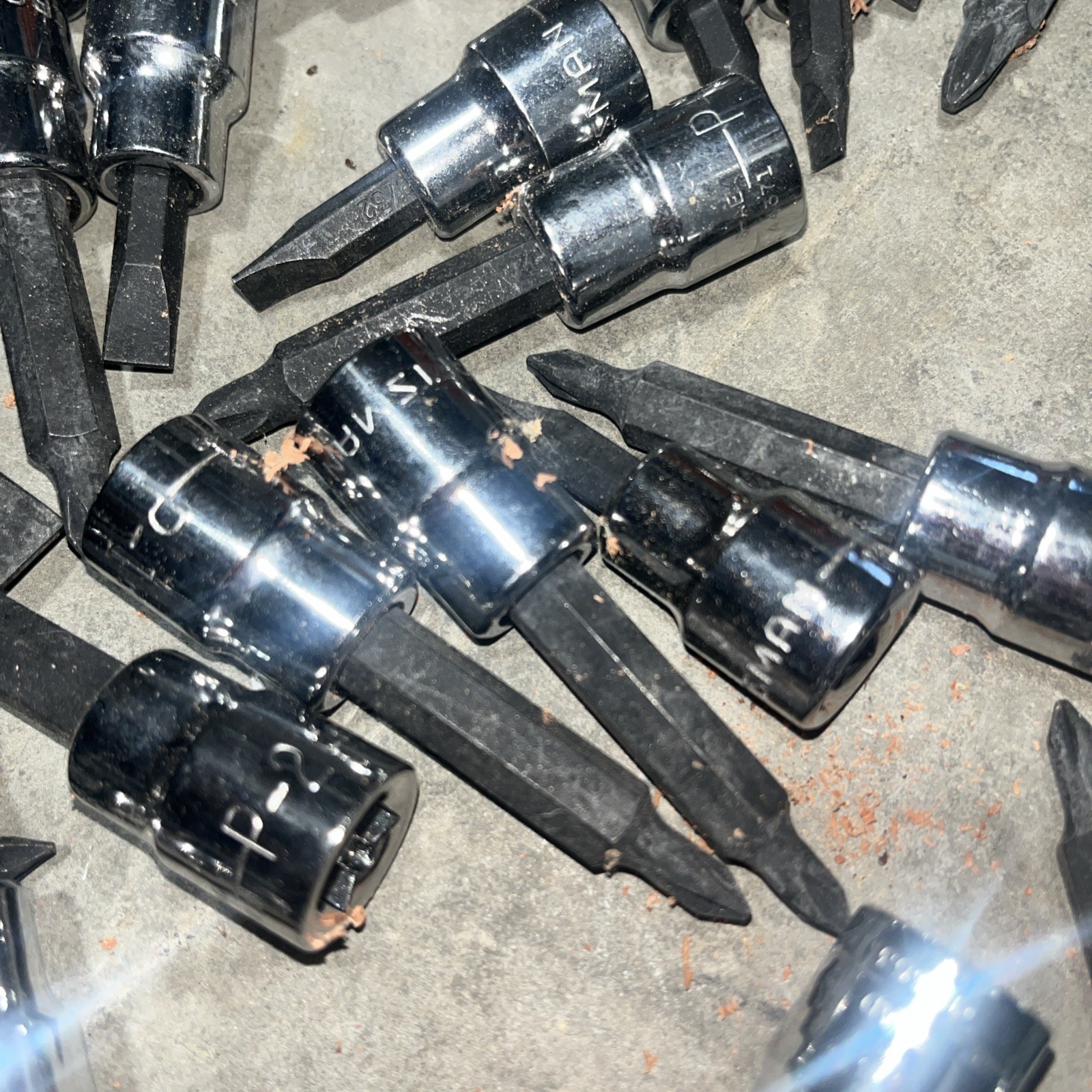 Lot Of Craftsman Phillips And Slotted 3/8” Screwdriver Sockets -59 In Total