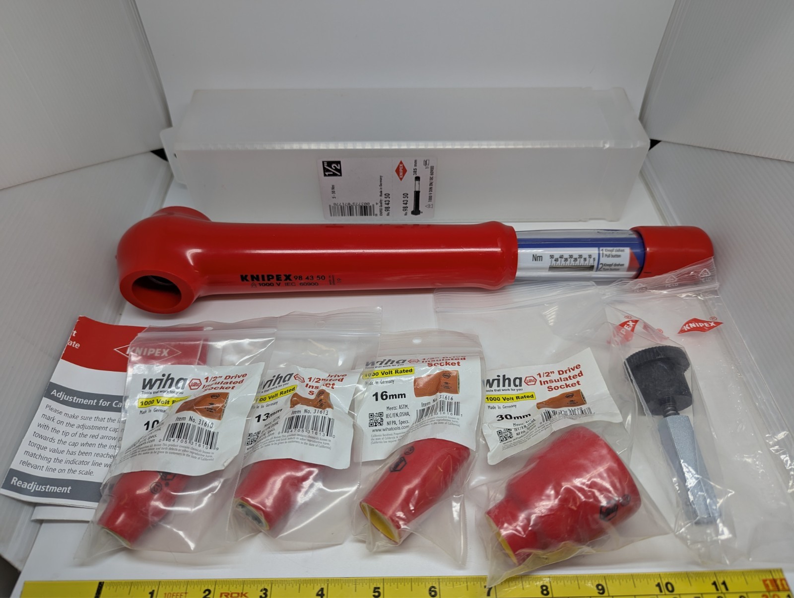 Knipex 1/2″ Drive Torque Wrench-1000V Insulated 5-50Nm w/ WIHA sockets *NEW*
