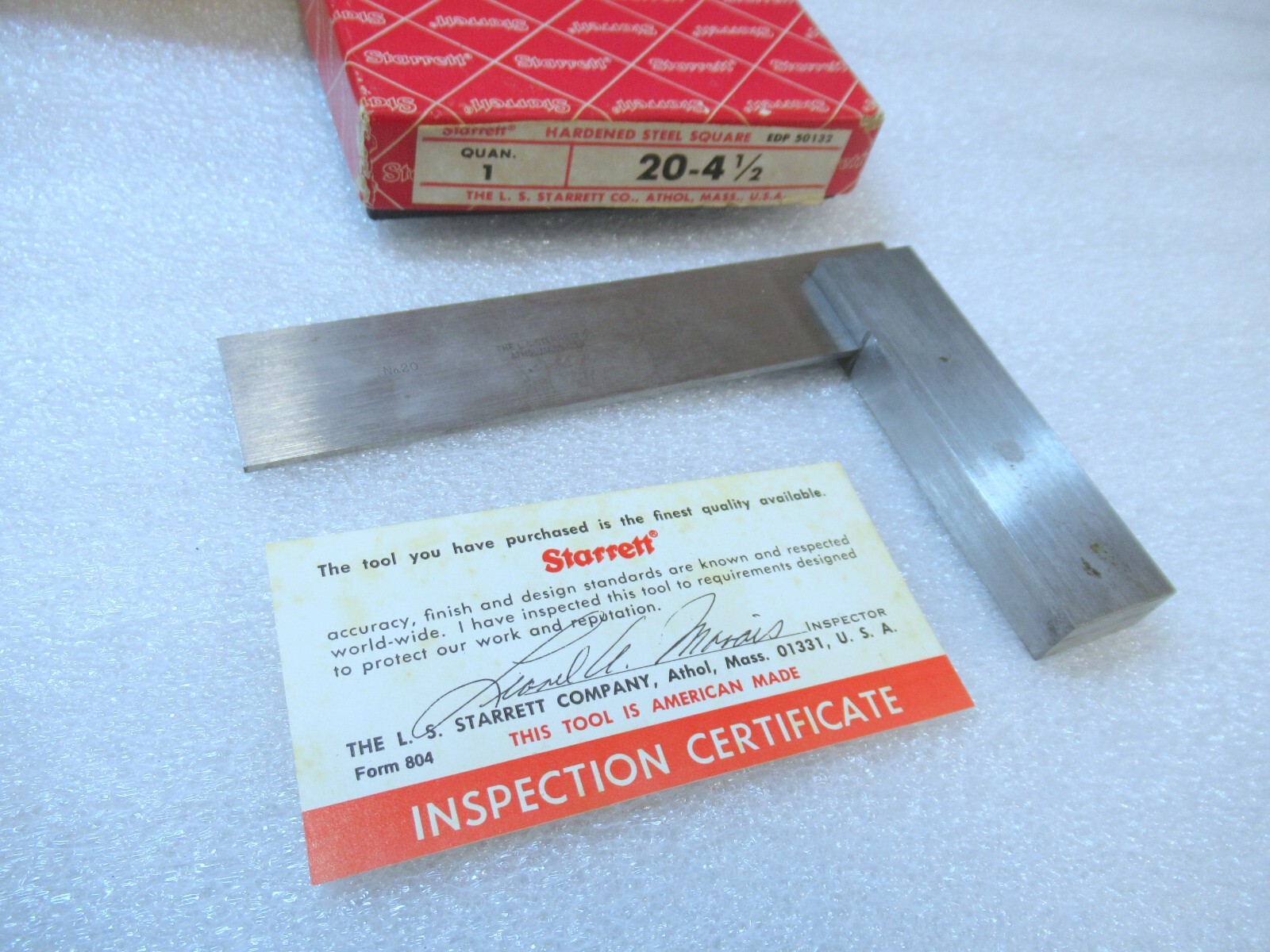 L.S. Starrett USA #20 4-1/2” Machinist Tool Maker Precision Hardened Steel & Box