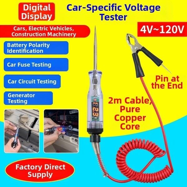 Digital Display Automotive Test Light and LED Circuit Tester 12V 24V Compatible