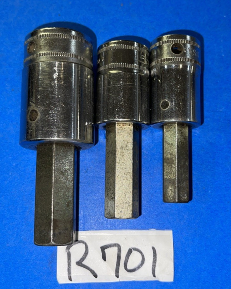SNAP-ON TOOLS 3 PIECE 1/2 DRIVE METRIC HEX SOCKET DRIVERS 12MM, 14MM, 17MM