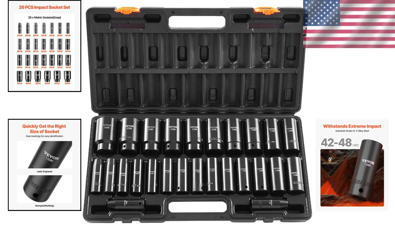 26-Piece 1/2″ Drive Deep Impact Socket Set
