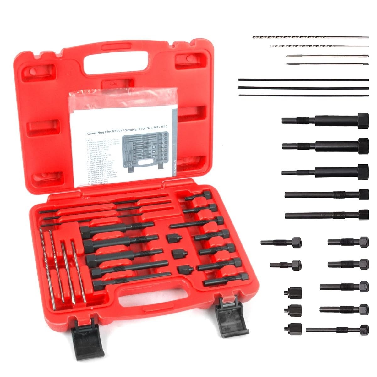 22PCS Glow Plug Removal Tool Kit – High Hardness M8 & M10 Extraction Tools, Easy