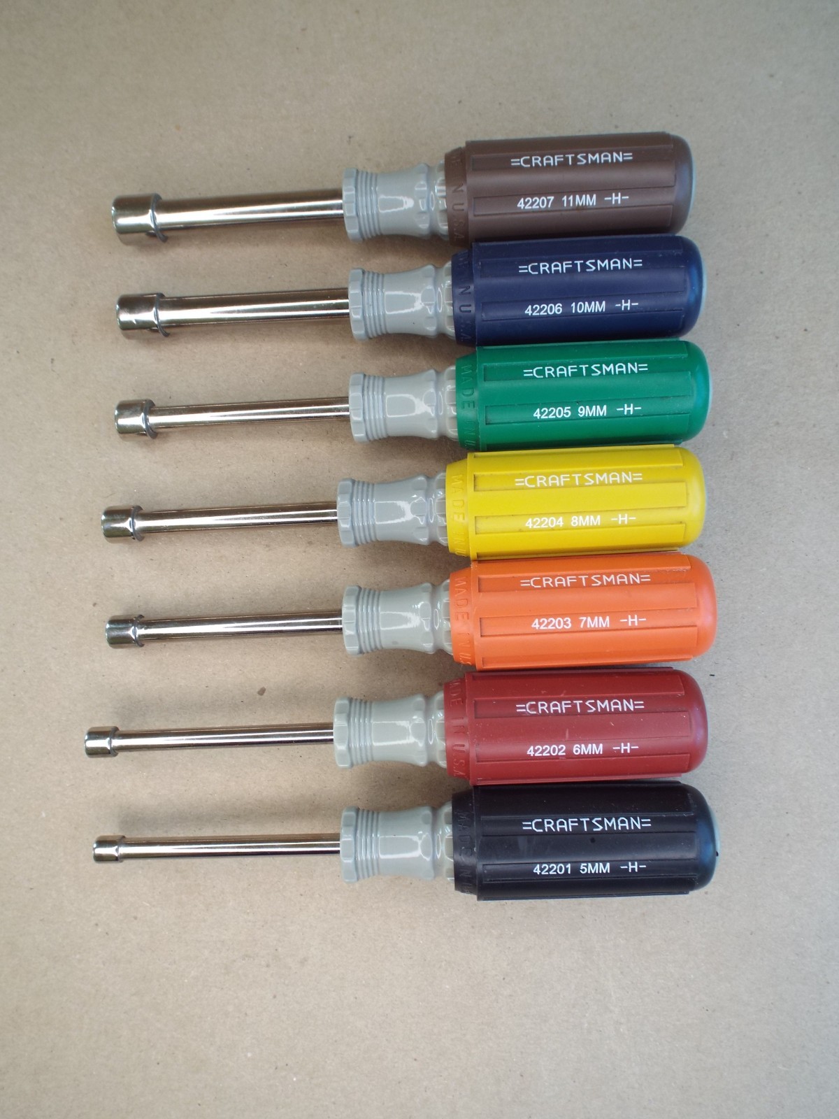 VTG Cushion Grip Craftsman 7 Pc Metric Nut Driver Set USA Light Use GC! (Read)