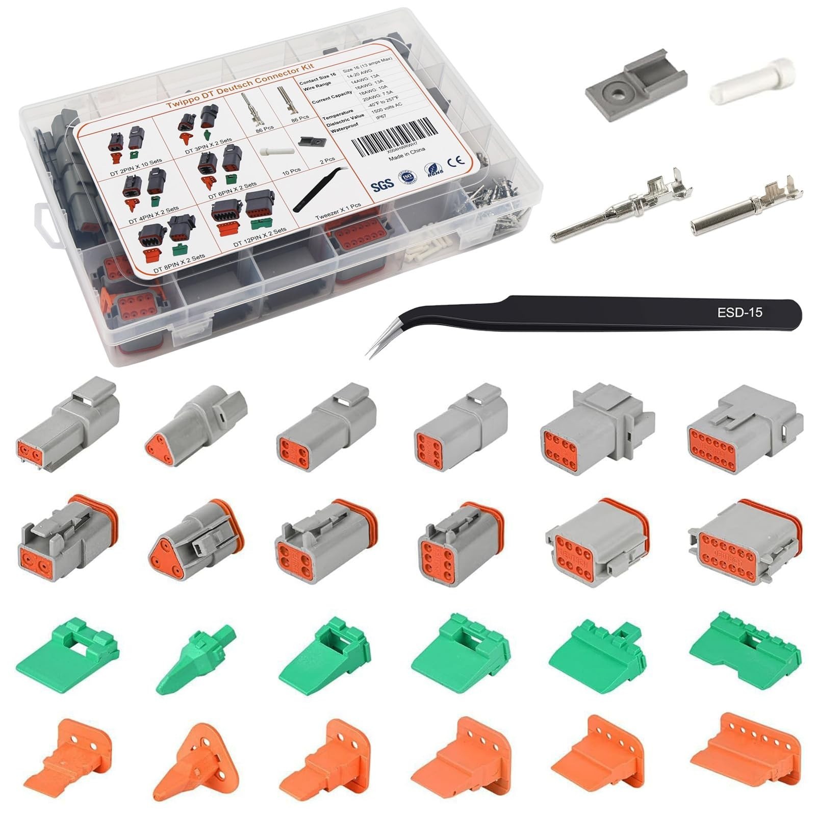 20 Sets Automotive Waterproof DT Connector Kit – 2/3/4/6/8/12 Pin Electrical Con
