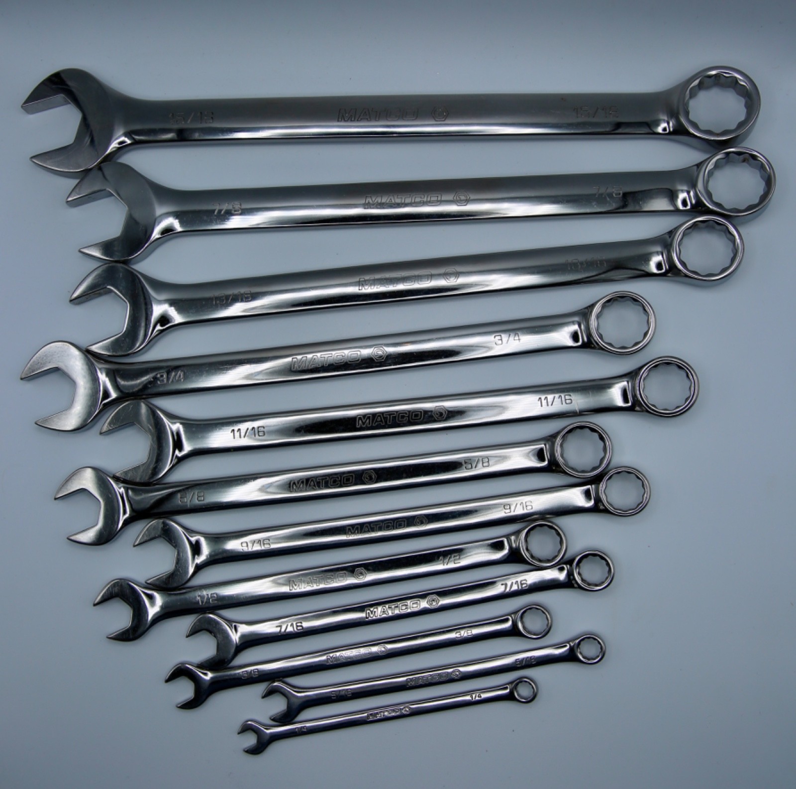 Matco Tools RCL Series 12-Piece SAE 12-Point Long Pattern Combination Wrench Set