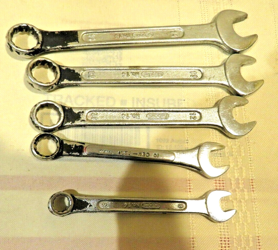 Set of 4 Gedore Combination Wrench Set Drop Forged India + 1 Gen-Tech Combo