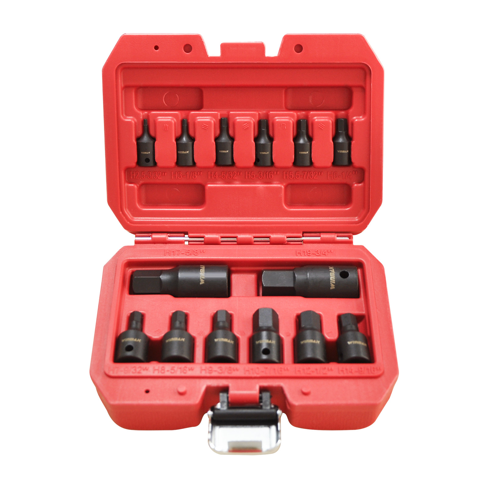 14Pcs 1/4,3/8 And 1/2 In Driver Metric Allen Bit Impact Socket Set Cr-Mo Steel