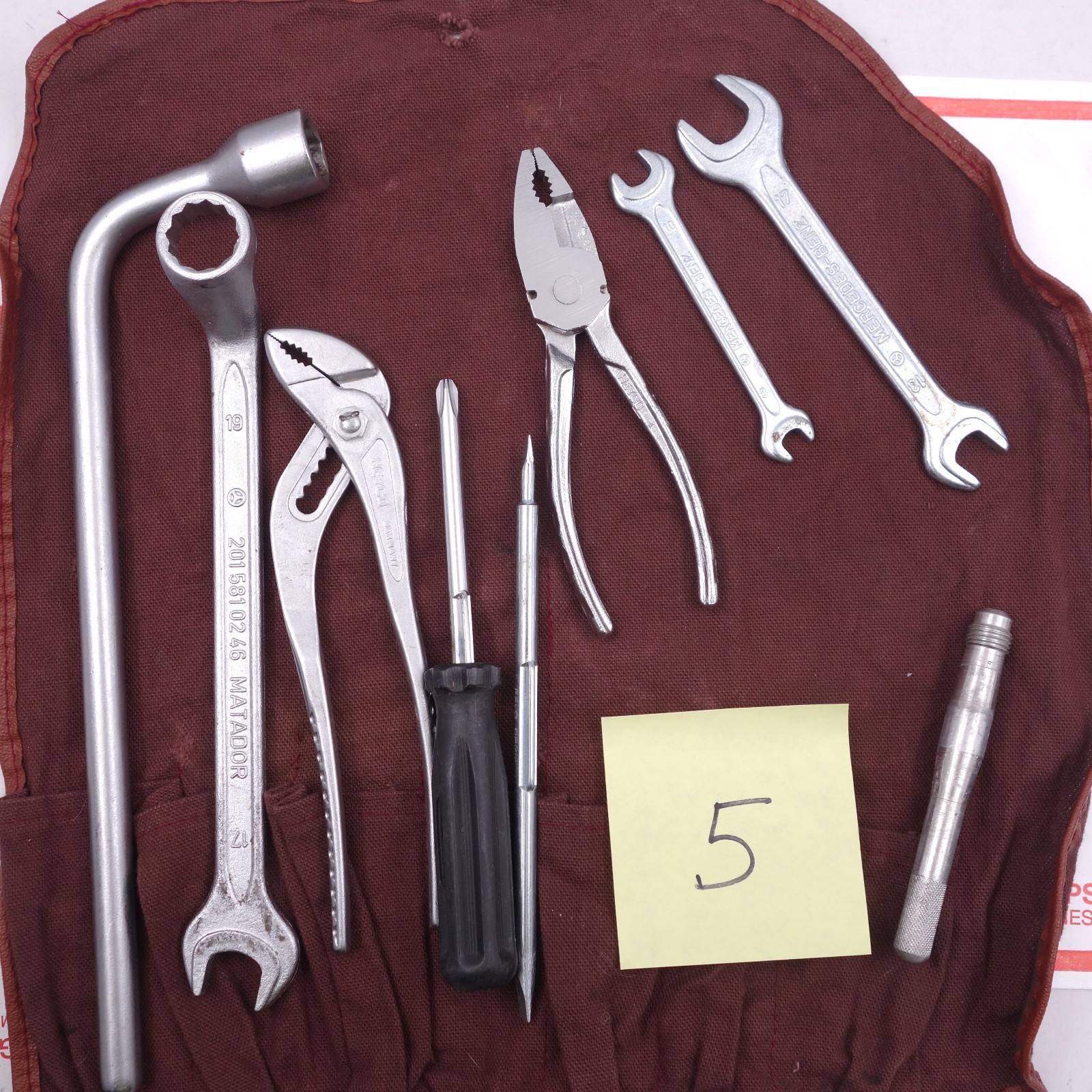 Mercedes Benz Vintage Factory Tool Kit 9 pcs # 5, W107 W113 W114 W115 W116 W123