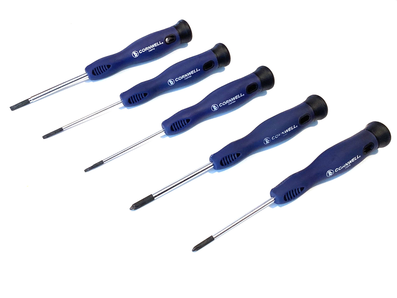 Cornwell Tool 5 Piece Soft Grip Pro Precision Screwdriver Set Spinner Top CSDP7S