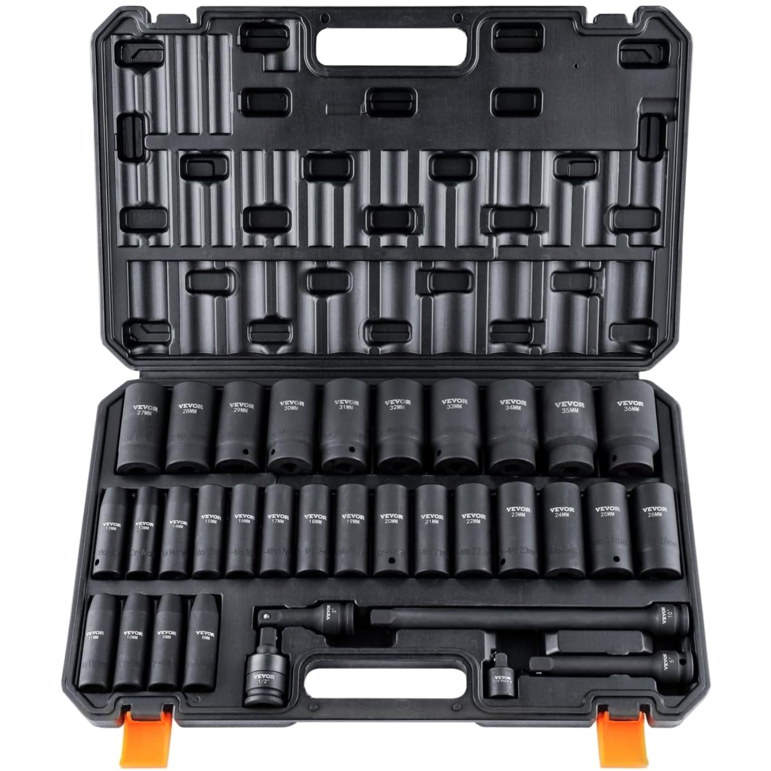 1/2″ Drive Impact Socket Set, 34 Piece Socket Set