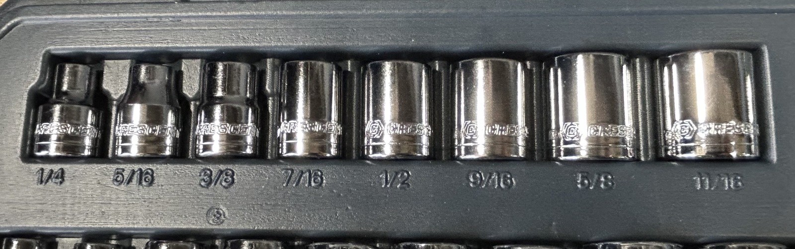 16 Crescent 12 Point Sockets 3/8” Drive – Metric & SAE ( ORGANIZER NOT INCLUDED)
