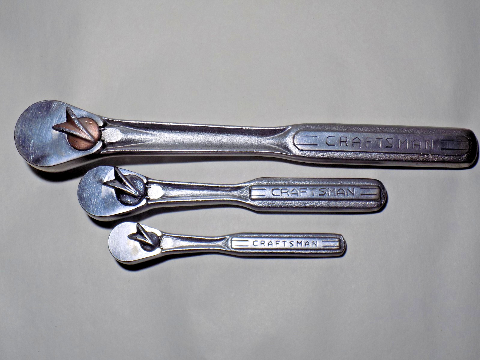 (3)Nice Flying V Craftsman Ratchets1/4″-1/2″-100% Smooth Crisp Action-No Etching