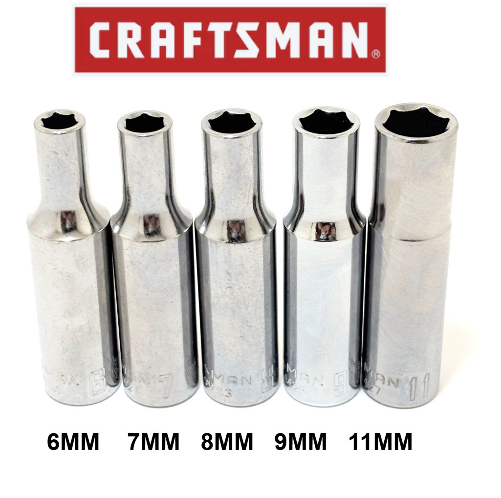 New Craftsman Metric 5pc Deep Socket Set 3/8 in. Drive, 6MM 7MM 8MM 9MM & 11MM