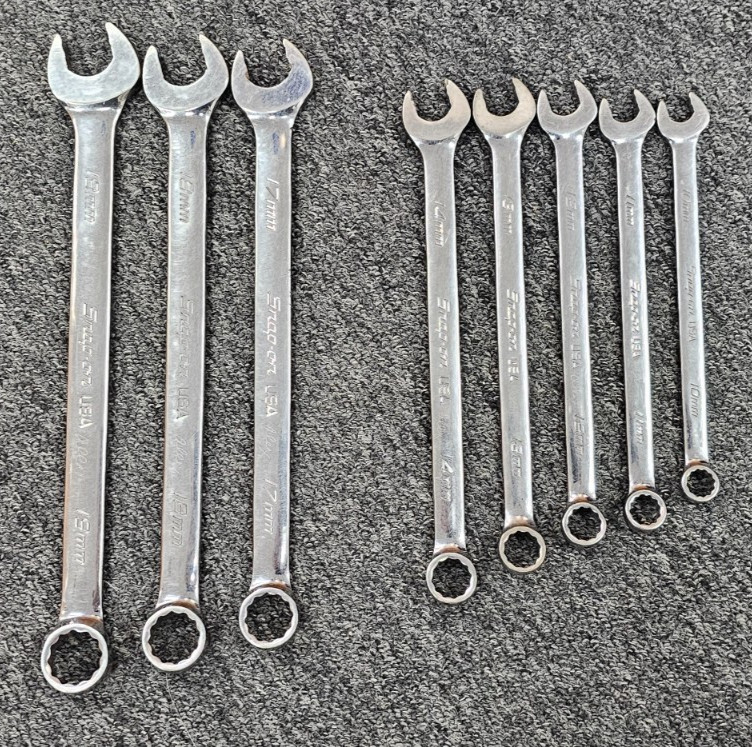 Snap-On SOEXM 12Pt Metric Combination Wrenches, 10,11,12,13,14mm & 17,18,19mm