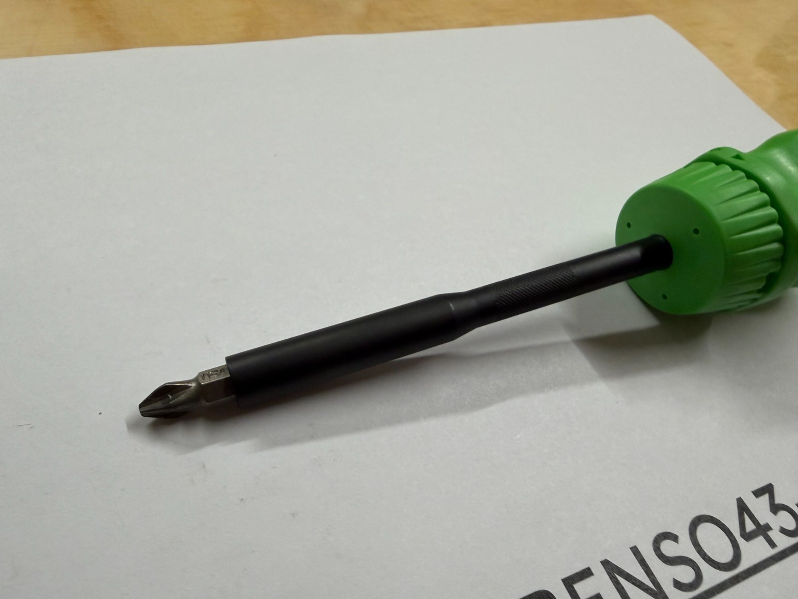 Snap-on Tools NEW RARE GREEN Stubby Hard Grip Long Shaft Ratcheting Screwdriver