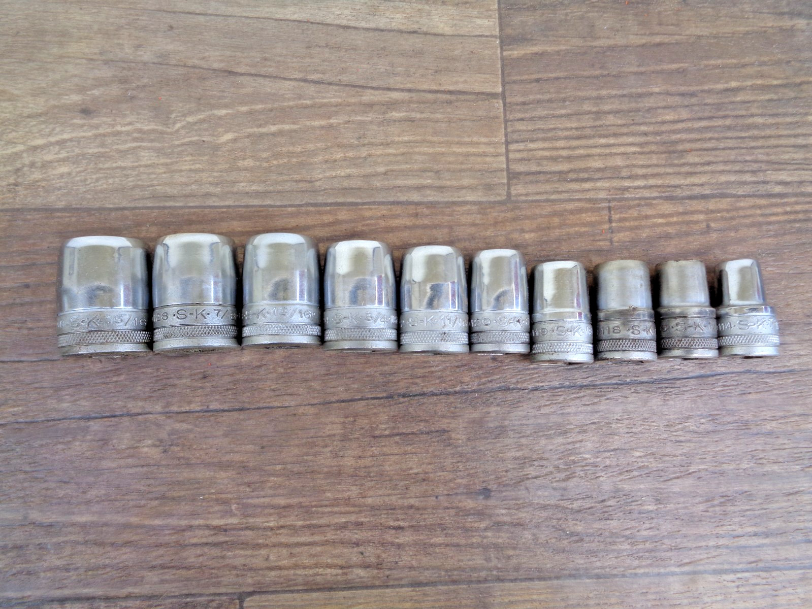 Vintage S-K Socket Set 1/2″ Drive 40114,16,18,19,,20,22,24,26,28,30 -10 Sockets