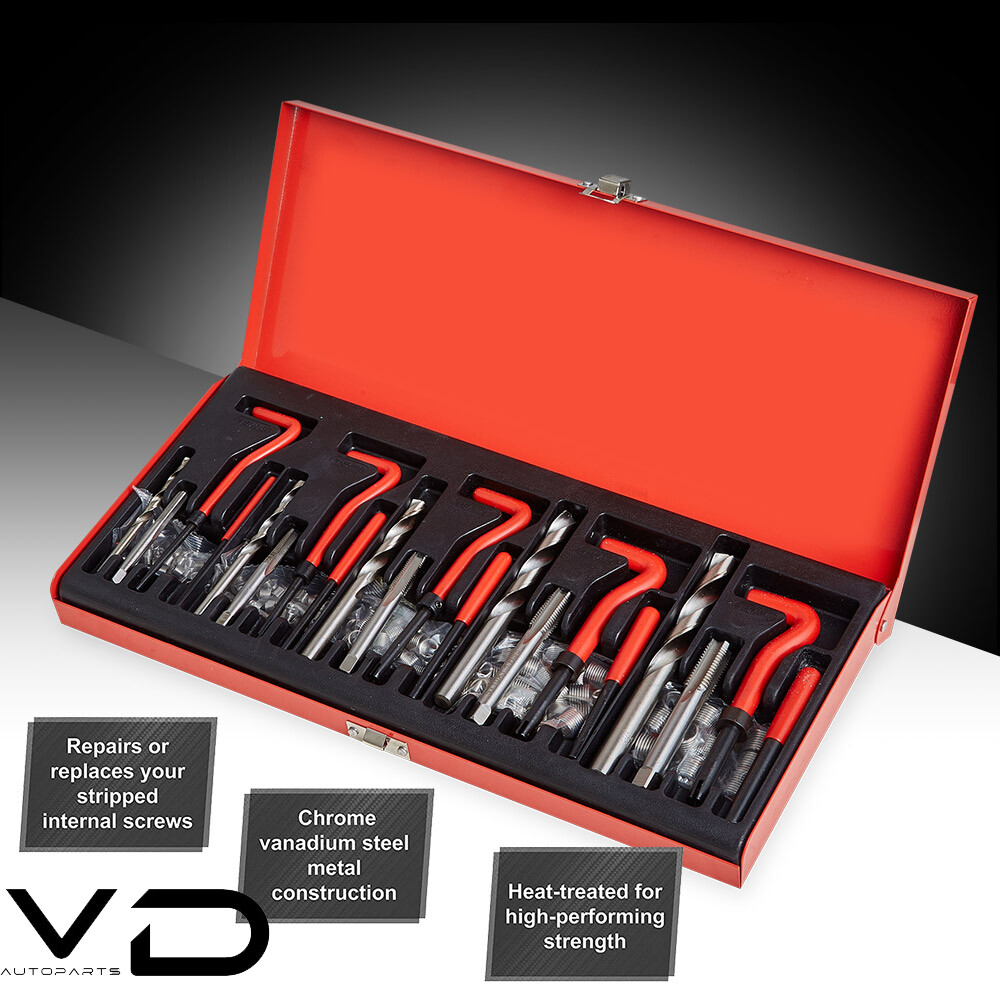 131Pcs Metric M5 M6 M8 M10 M12 Thread Repair Kit Drill Helicoil Repair Kit SAE