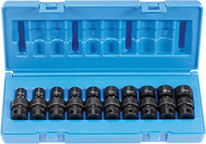 New Grey Pneumatic10 Piece 3/8″ Drive Universal Swivel Metric Impact Socket Set