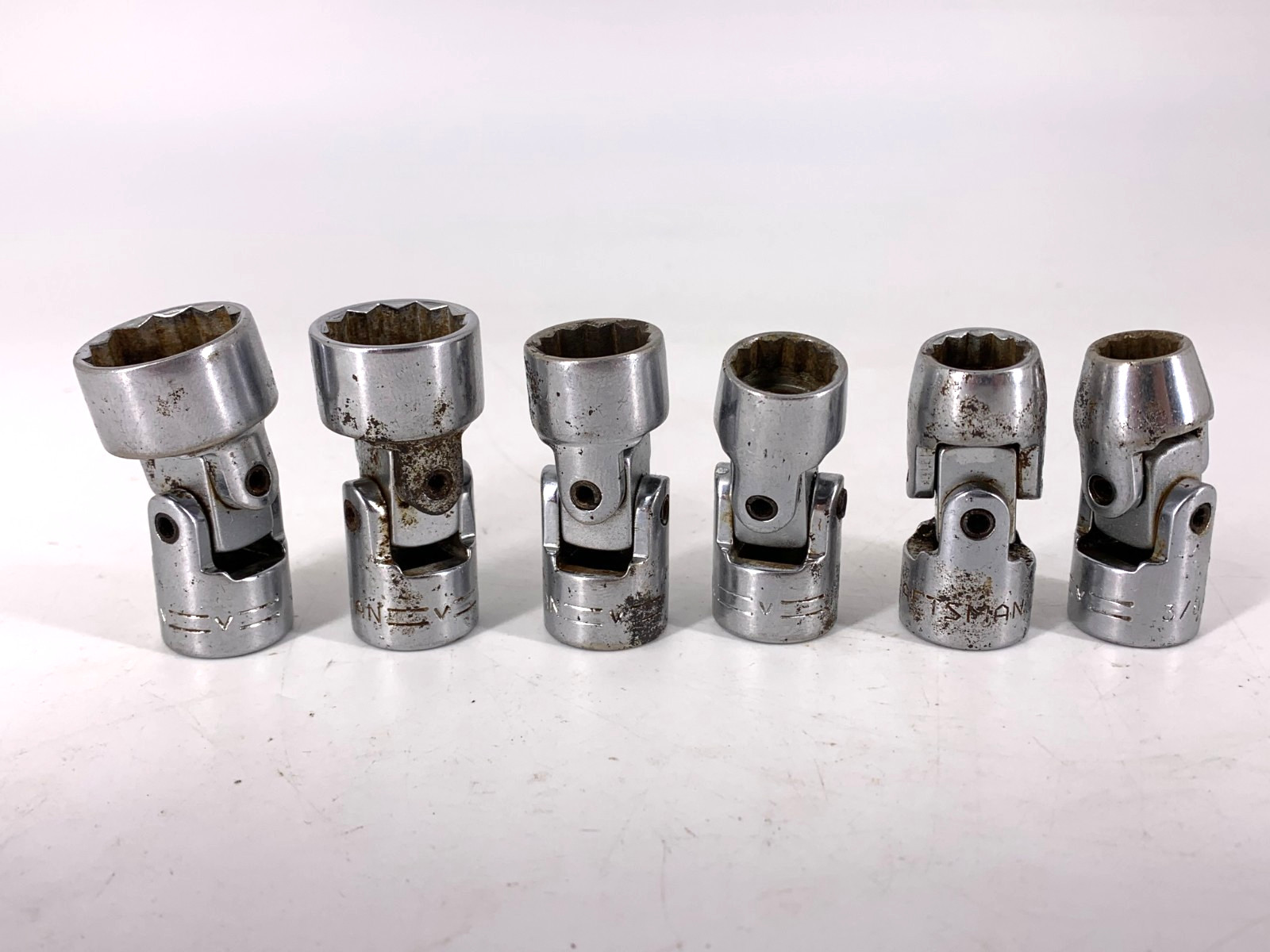 Craftsman (6) Universal Joint Sockets 3/8 Dr V 3/8, 7/16, 1/2, 9/16, 11/16, 3/4