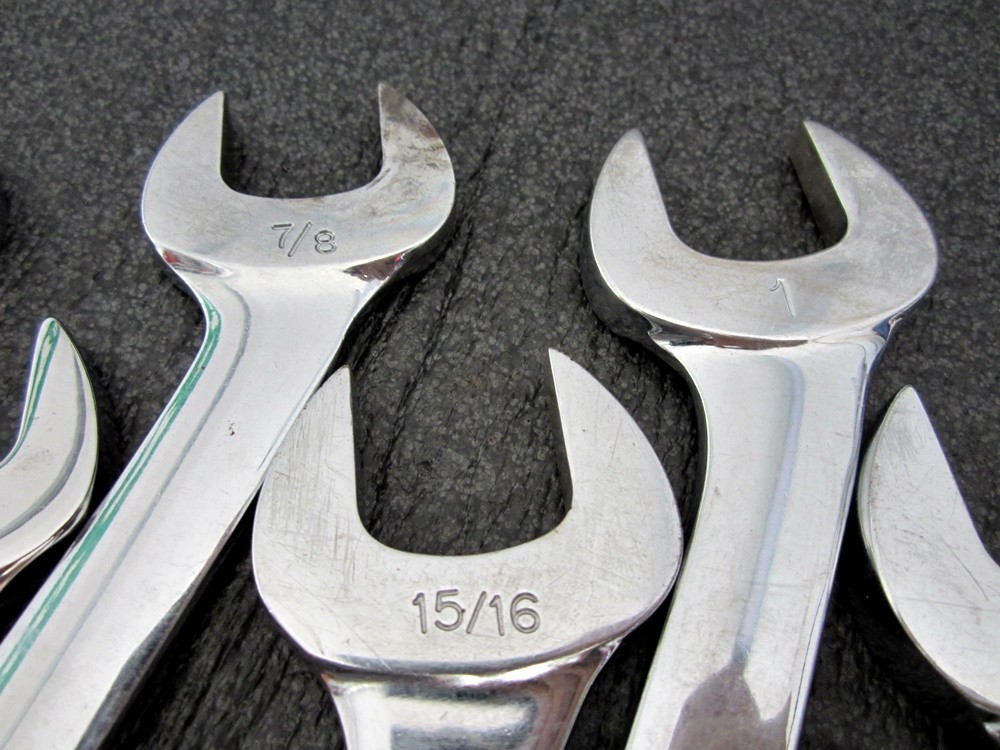 Vintage Snap-on 14pc SAE 4 Way Angle Open End Wrench Set VS814A Underline USA