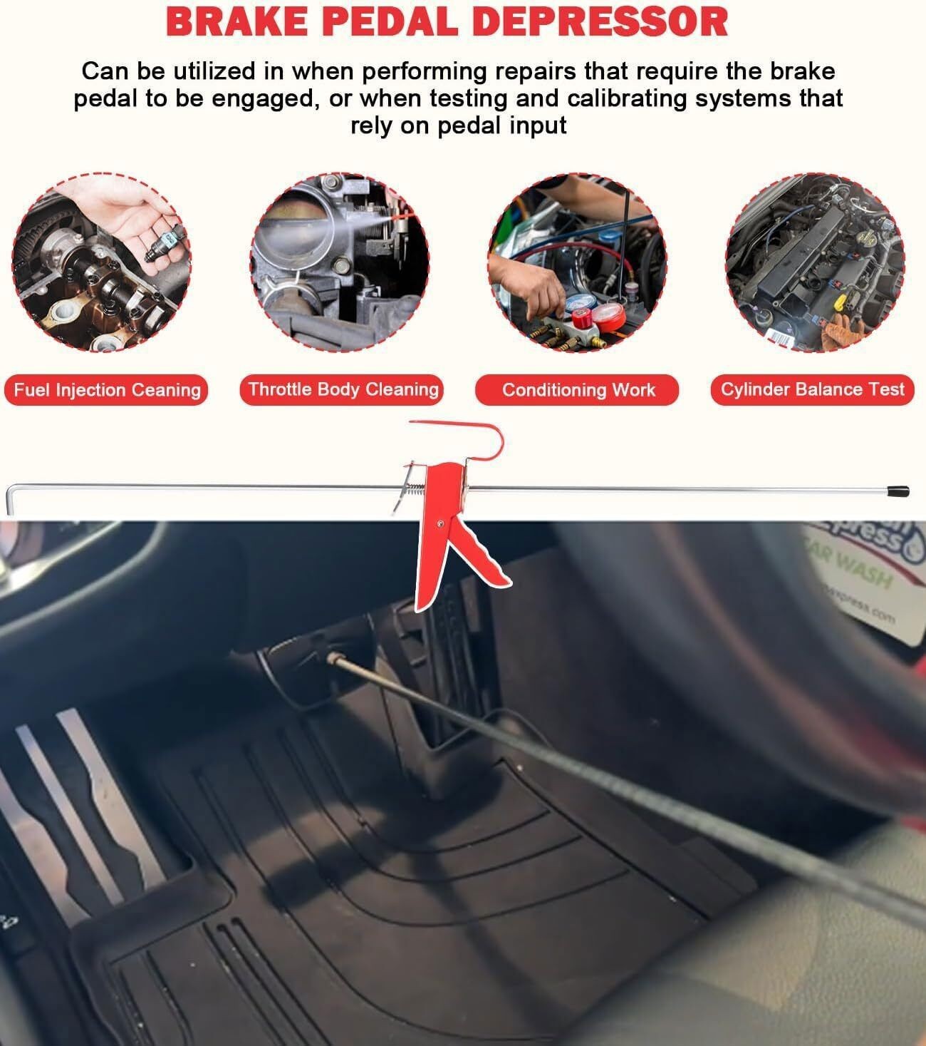 36″ Adjustable Pedal Depressor Tool THE393 Brake Pedal Depressor for Car Testing