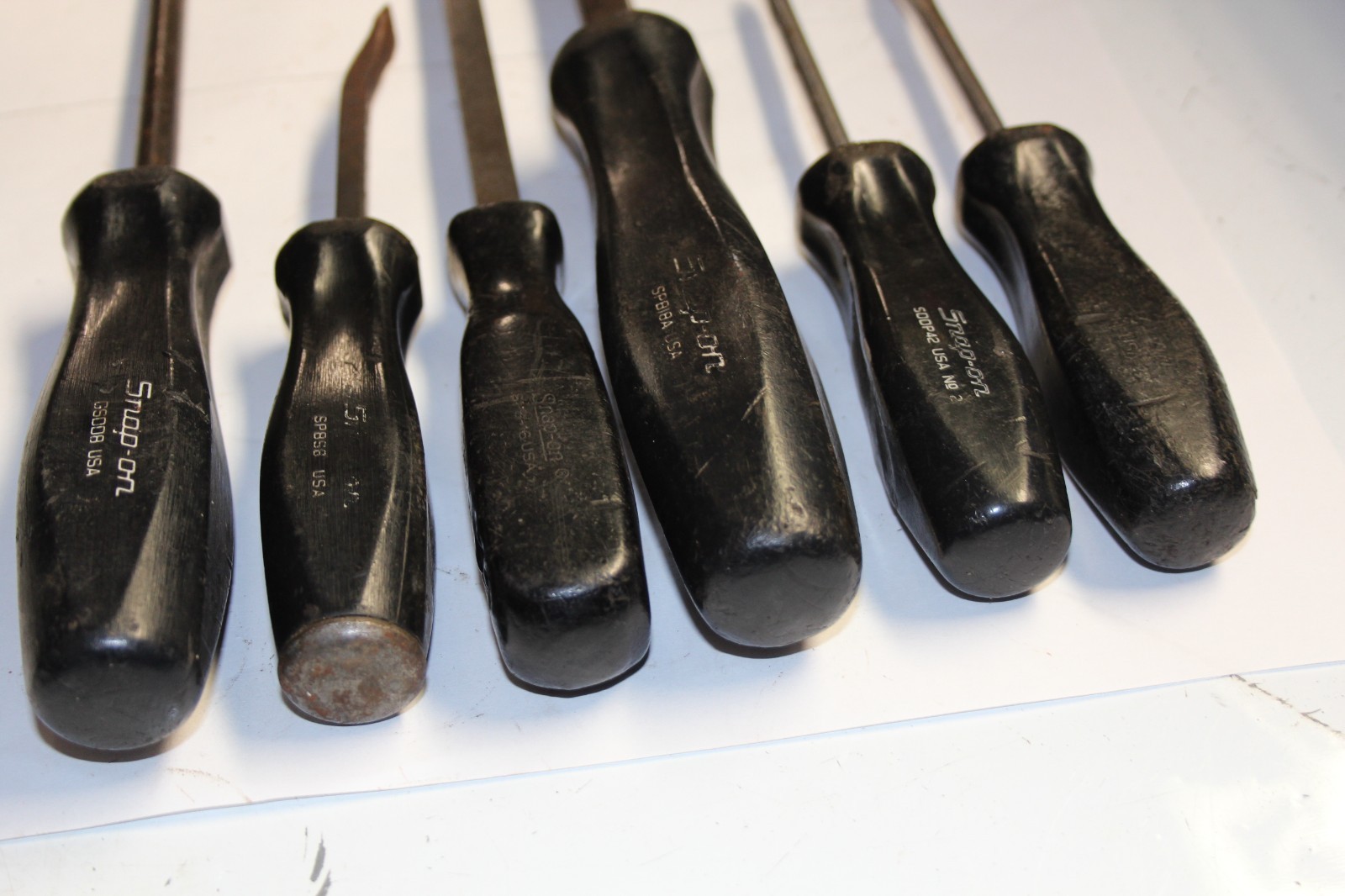 Snap-On TOOLS 6 Piece Combination Black Hard Handle PRYBAR / Screwdriver LOT USA
