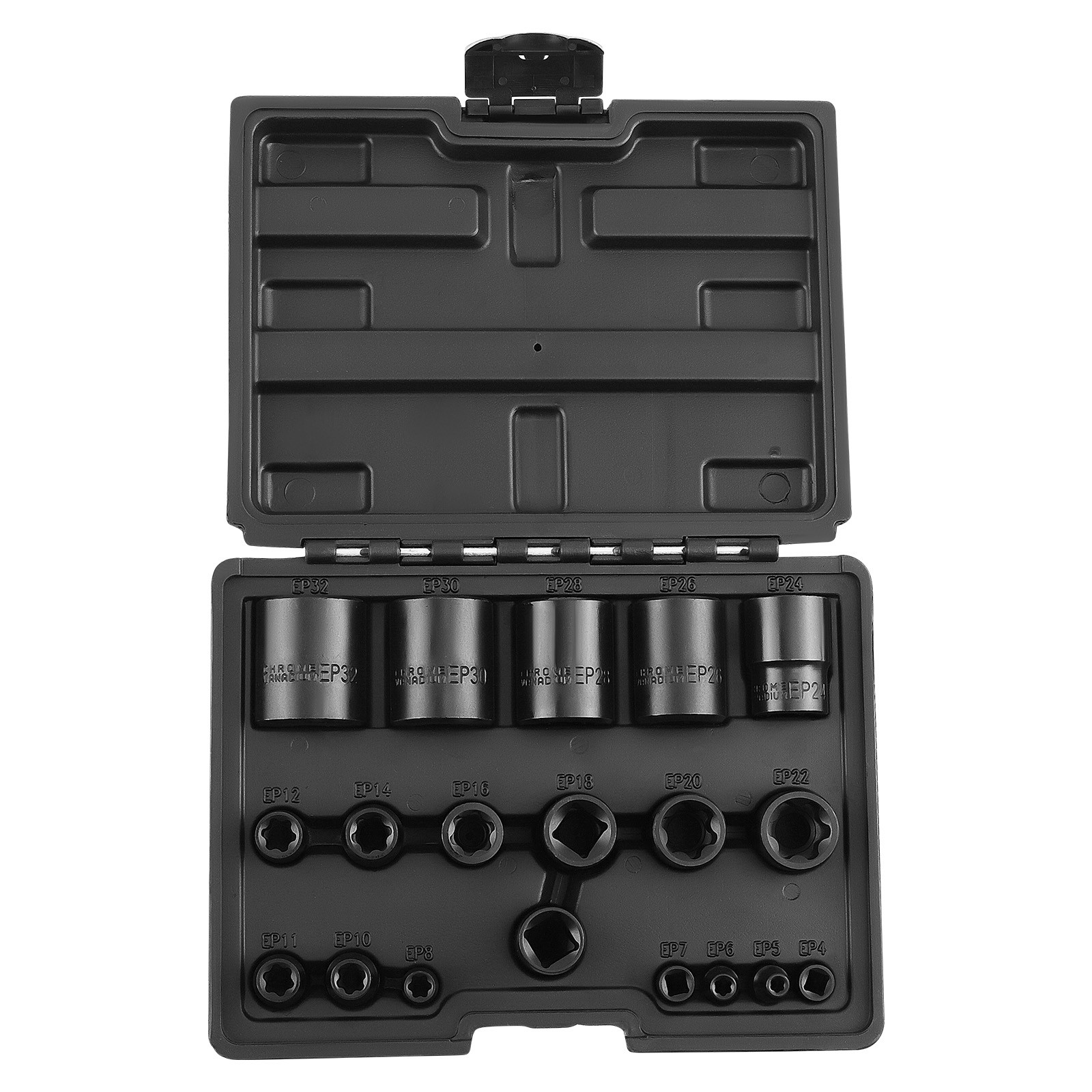 19 PC External Plus Socket Set 6 Point EP Socket EP4, EP5, EP6, EP7, EP8, EP10