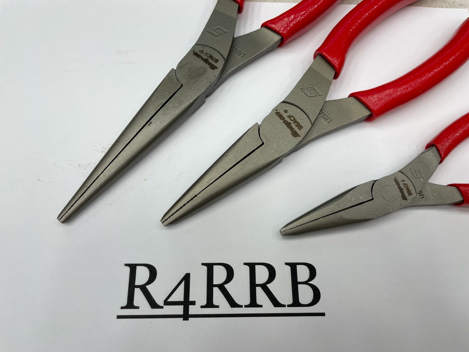 Snap-On Tools USA NEW 3 Piece RED Soft Grip Needle Nose Pliers Lot Set