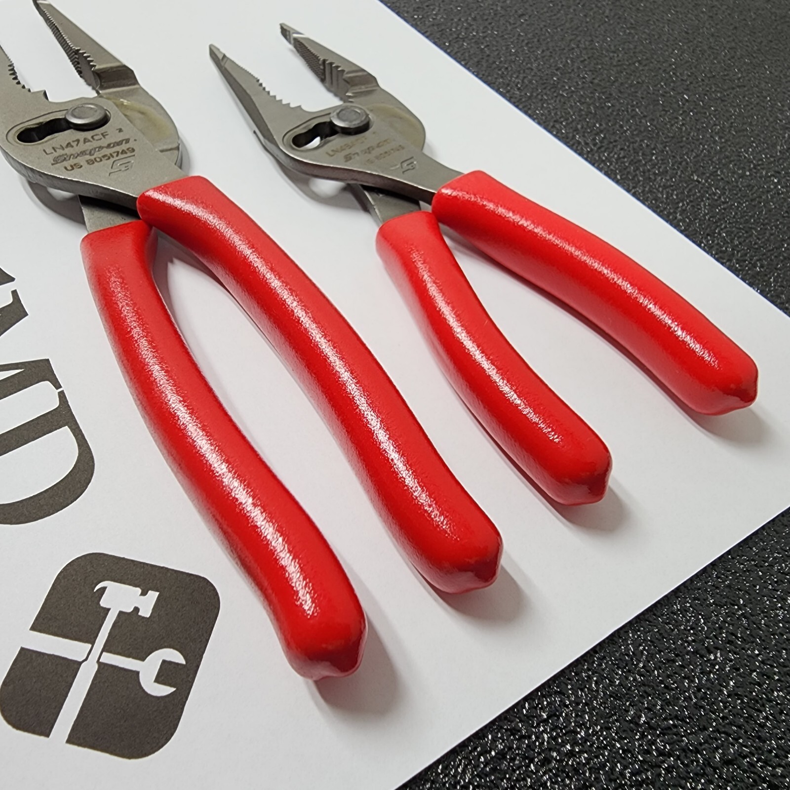 Snap-on Tools USA NEW 2pc RED 7″ & 9″ Soft Grip Long Nose Slip Joint Pliers Set