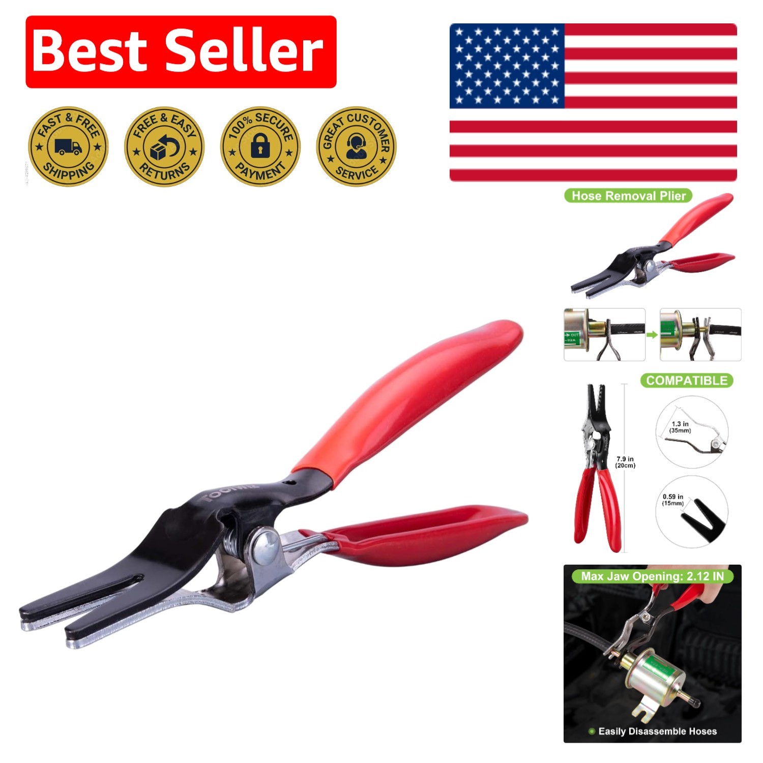 Ergonomic Hose Removal Pliers – Essential Tool for Automotive and Marine Repairs