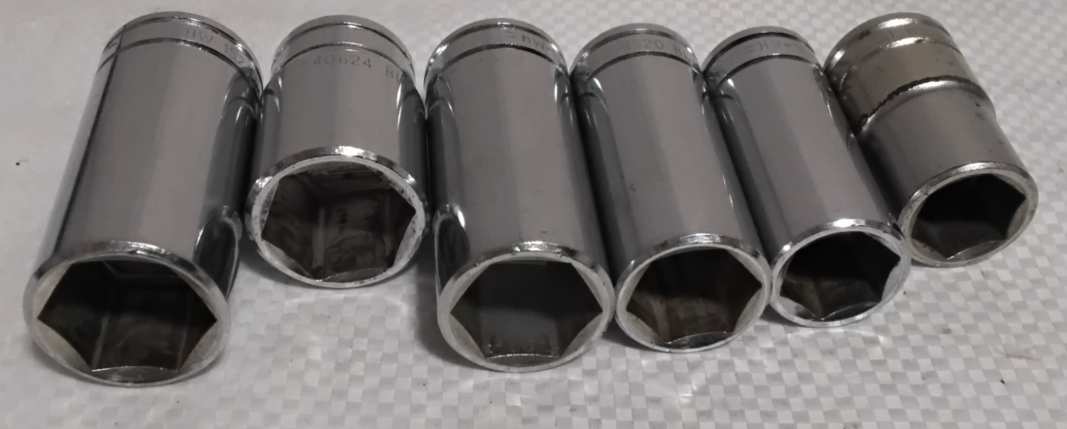 (6) Blackhawk 4-3/8″ Drive Deep 2-1/2″ Dr Standard 6 Point Socket Lot USA