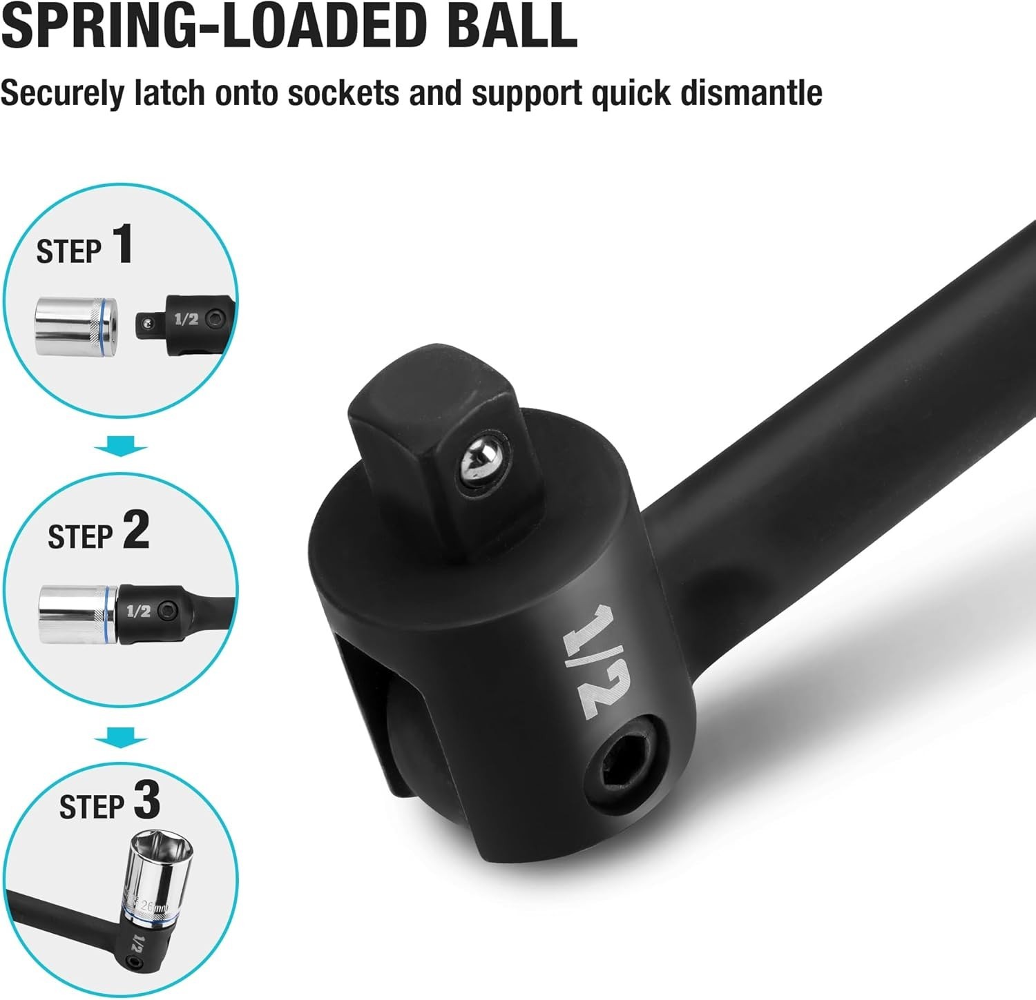 Flexible 17.5-Inch Breaker Bar with 240° Flex Head