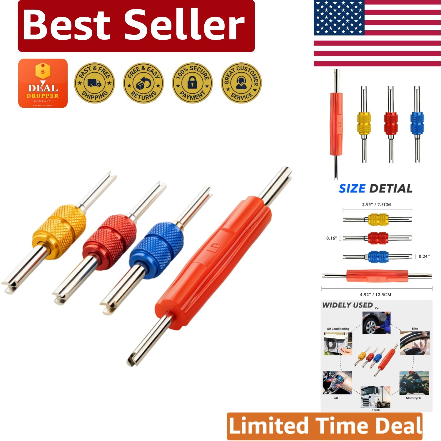 Effortless Air Conditioner & Tire Valve Core Remover Tool – Dual Head Design