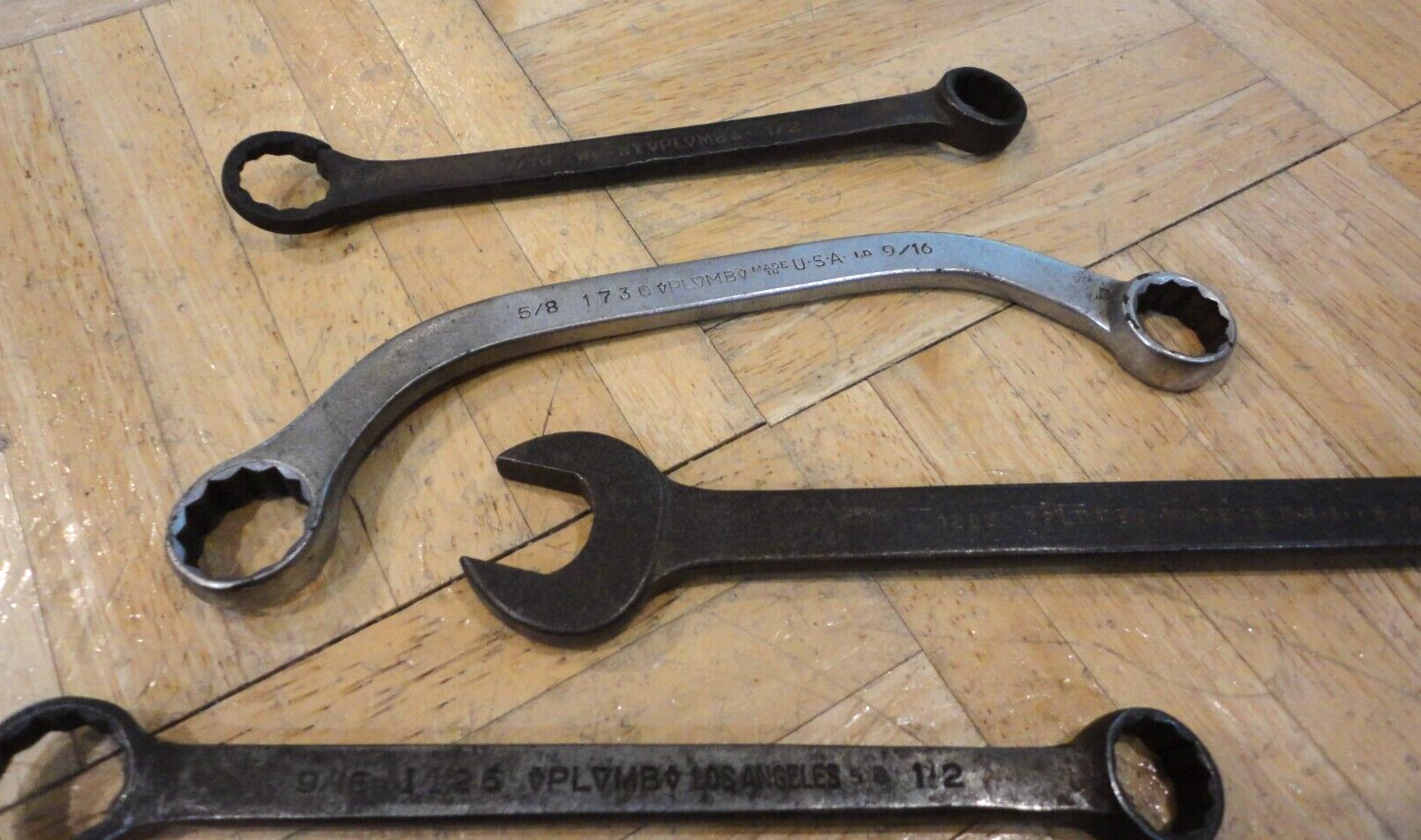 PLOMB TOOLS 9 PIECE ASSORTED SAE. WRENCHES, OBSTRUCTION, BOX & OPEN END, COMBO