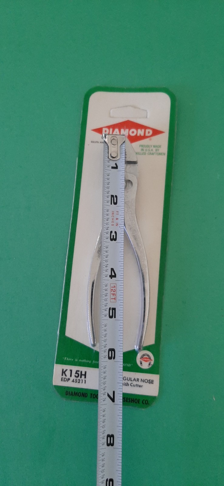 NOS Diamond Horseshoe 5″ Regular Nose w/ Cutter Slip Joint Pliers K15 K15H 4B