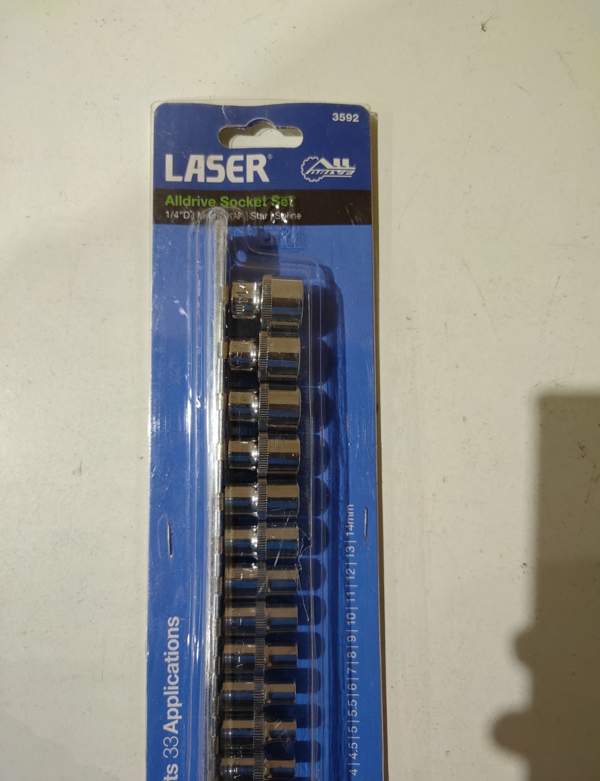 13 Piece Alldrive Socket Set – 1/4″D Laser 3592