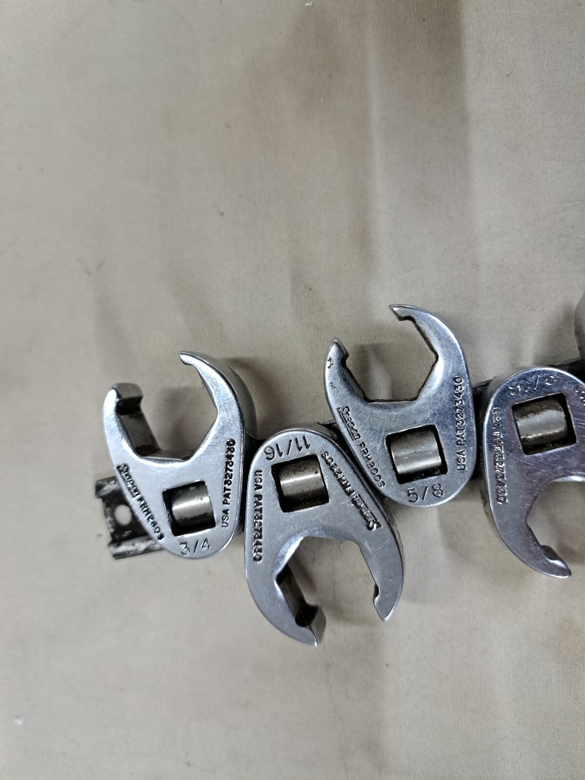 SNAP ON SAE 7 PIECE FRH CROWS FOOT SET 3/8, 7/16, 1/2, 9/16, 5/8, 11/16, & 3/4
