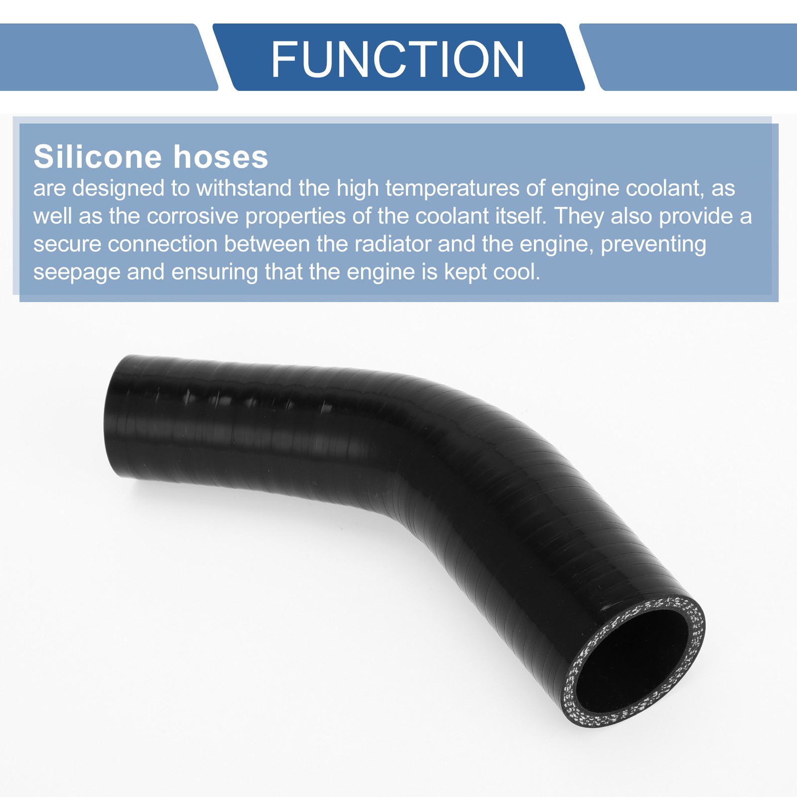 1pc 25-35mm ID 90mm 3.54″ Long 45° Black Silicone Hose for Car