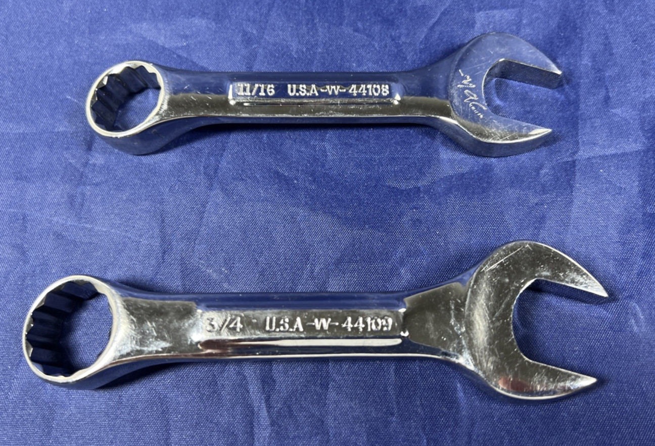 Set Of 11 Craftsman USA 12pt SAE Stubby Combination Wrench Set VV Series