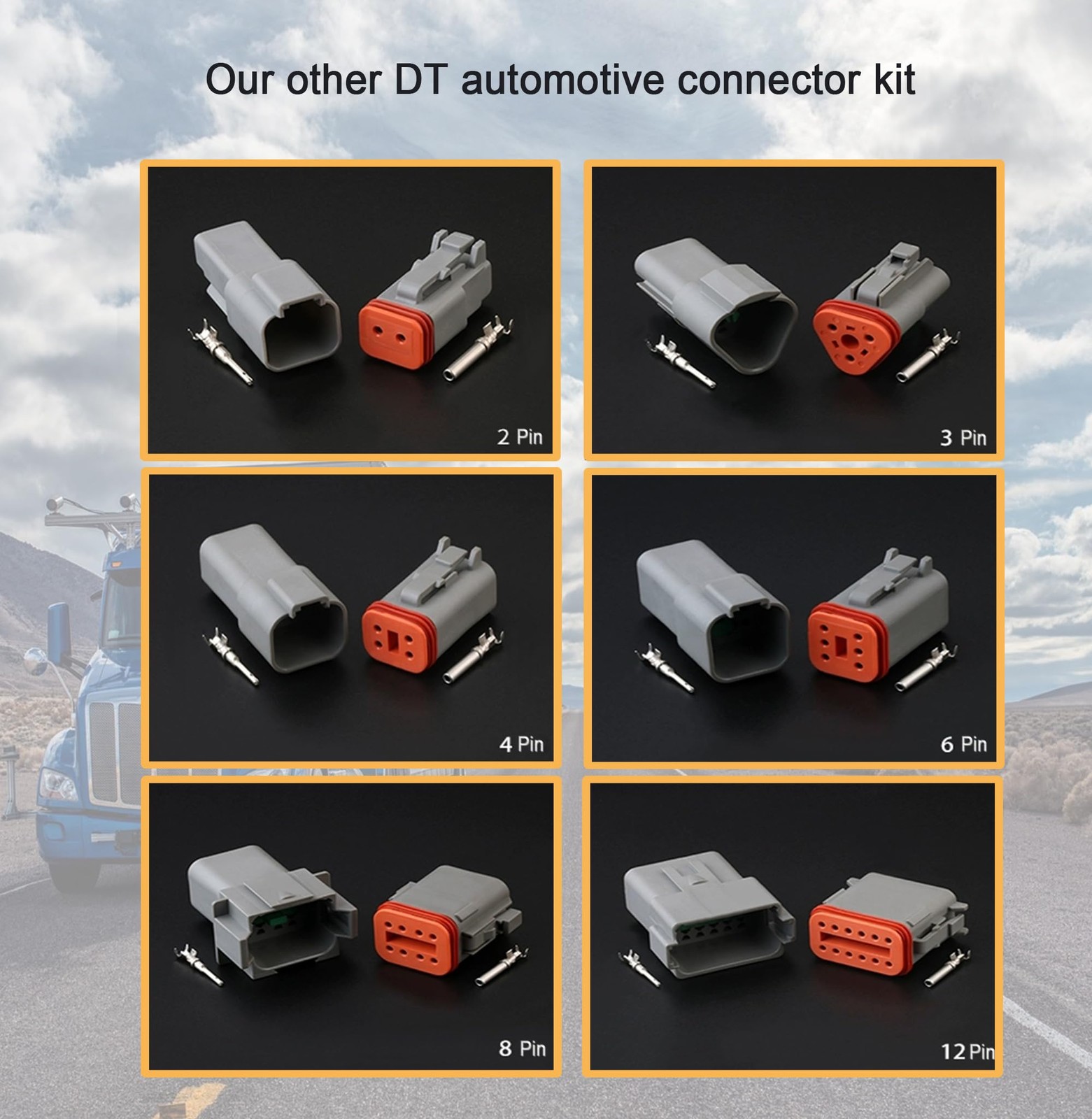 GUIRUIMOON Deutsch DT 2 Pin Connector Kit, Waterproof Male 2 gray