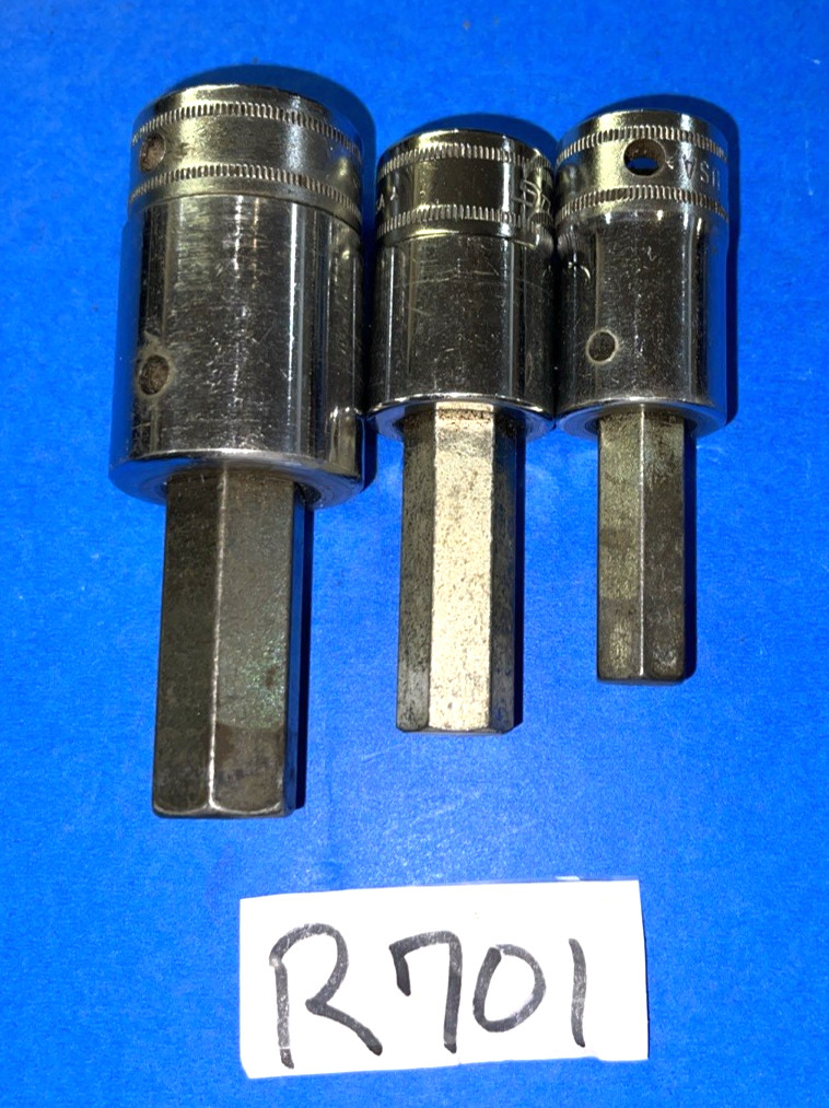 SNAP-ON TOOLS 3 PIECE 1/2 DRIVE METRIC HEX SOCKET DRIVERS 12MM, 14MM, 17MM